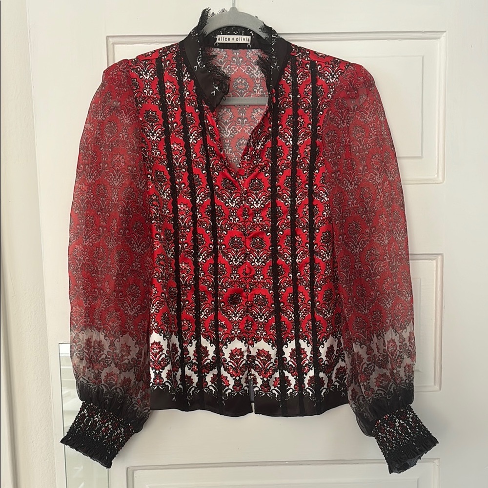 Alice + Olivia Red and Black Women's Top